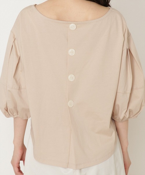 WILLSELECTION(ウィルセレクション)の「シルケット天竺ボリュームスリーブ飾り釦トップス(Tシャツ/カットソー・レディース・ライトベージュ/ブラック/オフホワイト/ブラック系その他4/ピンク・MEDIUM)」の12枚目の写真