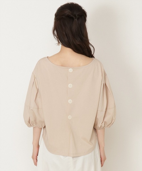 WILLSELECTION(ウィルセレクション)の「シルケット天竺ボリュームスリーブ飾り釦トップス(Tシャツ/カットソー・レディース・ライトベージュ/ブラック/オフホワイト/ブラック系その他4/ピンク・MEDIUM)」の9枚目の写真