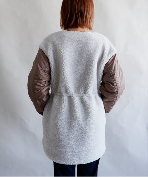 MANASTASH（マナスタッシュ）の「MANASTASH/マナスタッシュ　W's REVERSIBLE JKT　ウィメンズ　リバーシブル　ジャケット　ボア（ブルゾン・レディース・ブラック/ナチュラル・MEDIUM）」の8枚目の写真