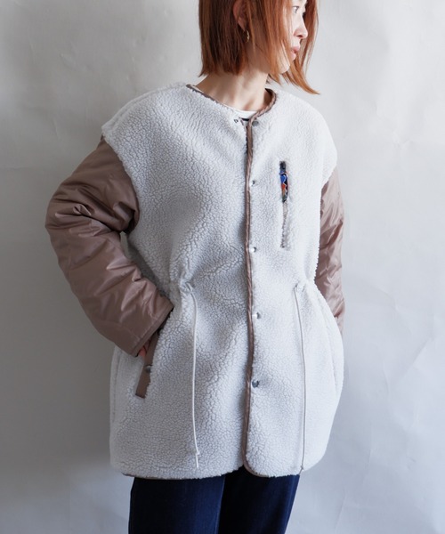 MANASTASH（マナスタッシュ）の「MANASTASH/マナスタッシュ　W's REVERSIBLE JKT　ウィメンズ　リバーシブル　ジャケット　ボア（ブルゾン・レディース・ブラック/ナチュラル・MEDIUM）」の4枚目の写真