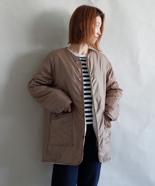 MANASTASH（マナスタッシュ）の「MANASTASH/マナスタッシュ　W's REVERSIBLE JKT　ウィメンズ　リバーシブル　ジャケット　ボア（ブルゾン・レディース・ブラック/ナチュラル・MEDIUM）」の15枚目の写真