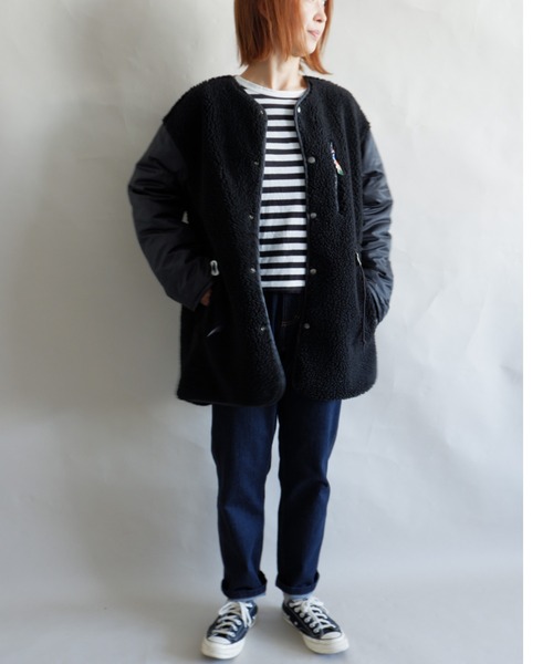 MANASTASH（マナスタッシュ）の「MANASTASH/マナスタッシュ　W's REVERSIBLE JKT　ウィメンズ　リバーシブル　ジャケット　ボア（ブルゾン・レディース・ブラック/ナチュラル・MEDIUM）」の13枚目の写真