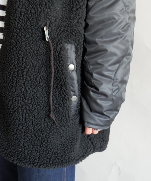 MANASTASH（マナスタッシュ）の「MANASTASH/マナスタッシュ　W's REVERSIBLE JKT　ウィメンズ　リバーシブル　ジャケット　ボア（ブルゾン・レディース・ブラック/ナチュラル・MEDIUM）」の5枚目の写真