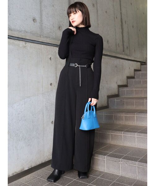 MURUA（ムルーア）の「ワンショルダーワイドパンツ（スラックス・レディース・ブラック/ブルー/アイボリー/モカ・1/2）」の11枚目の写真