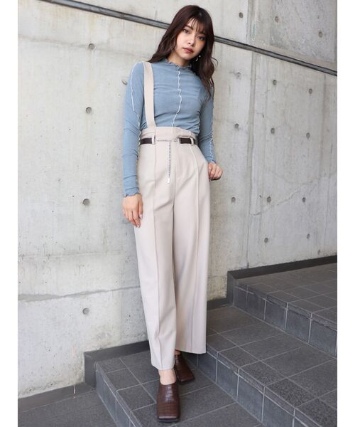 MURUA（ムルーア）の「ワンショルダーワイドパンツ（スラックス・レディース・ブラック/ブルー/アイボリー/モカ・1/2）」の19枚目の写真