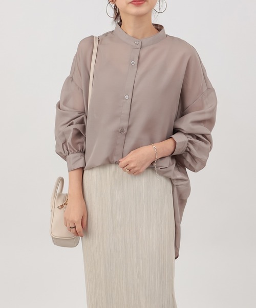 COLONY 2139（コロニートゥーワンスリーナイン）の「バンドカラーボリューム袖シアーシャツ（シャツ/ブラウス・レディース・ブラック/オフホワイト/グレイッシュベージュ・FREE）」の21枚目の写真