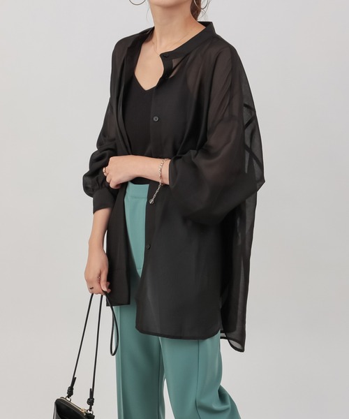 COLONY 2139（コロニートゥーワンスリーナイン）の「バンドカラーボリューム袖シアーシャツ（シャツ/ブラウス・レディース・ブラック/オフホワイト/グレイッシュベージュ・FREE）」の16枚目の写真