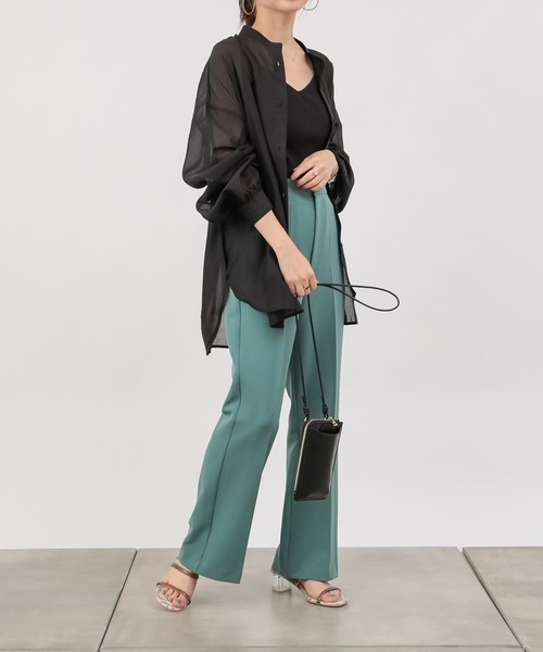 COLONY 2139（コロニートゥーワンスリーナイン）の「バンドカラーボリューム袖シアーシャツ（シャツ/ブラウス・レディース・ブラック/オフホワイト/グレイッシュベージュ・FREE）」の5枚目の写真