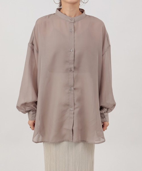 COLONY 2139（コロニートゥーワンスリーナイン）の「バンドカラーボリューム袖シアーシャツ（シャツ/ブラウス・レディース・ブラック/オフホワイト/グレイッシュベージュ・FREE）」の22枚目の写真