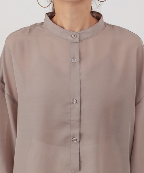 COLONY 2139（コロニートゥーワンスリーナイン）の「バンドカラーボリューム袖シアーシャツ（シャツ/ブラウス・レディース・ブラック/オフホワイト/グレイッシュベージュ・FREE）」の18枚目の写真