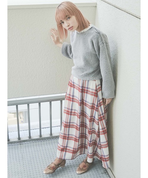 merry jenny（メリージェニー）の「【セットアップ】チェックタックマキシスカート（スカート・レディース・レッド/グリーン・FREE）」の5枚目の写真