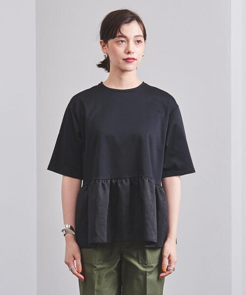 ユナイテッドアローズ／透けないボートネックプルオーバーブラウス ブラックネイビー UNITED ARROWS ユナイテッドアローズ プルオーバーブラウス