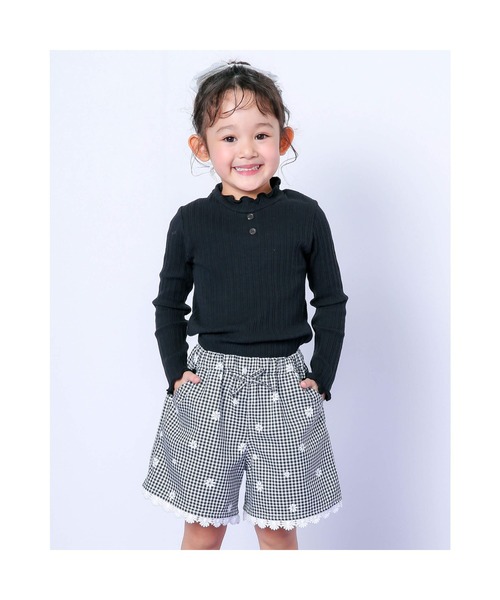 SLAP SLIP(スラップスリップ)の「SLAPSLIP/デニムチェック花柄プリントショートパンツ(90~130cm)(その他パンツ・キッズ・ブラック/ネイビー・120/110/130/90/100)」の10枚目の写真