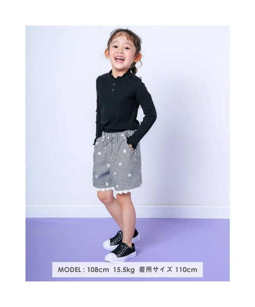 SLAP SLIP(スラップスリップ)の「SLAPSLIP/デニムチェック花柄プリントショートパンツ(90~130cm)(その他パンツ・キッズ・ブラック/ネイビー・120/110/130/90/100)」の12枚目の写真