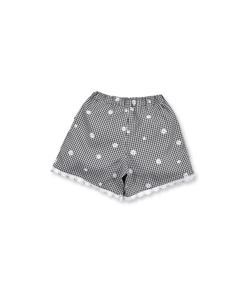 SLAP SLIP(スラップスリップ)の「SLAPSLIP/デニムチェック花柄プリントショートパンツ(90~130cm)(その他パンツ・キッズ・ブラック/ネイビー・120/110/130/90/100)」の7枚目の写真