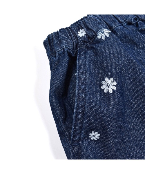 SLAP SLIP(スラップスリップ)の「SLAPSLIP/デニムチェック花柄プリントショートパンツ(90~130cm)(その他パンツ・キッズ・ブラック/ネイビー・120/110/130/90/100)」の4枚目の写真