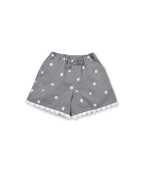 SLAP SLIP(スラップスリップ)の「SLAPSLIP/デニムチェック花柄プリントショートパンツ(90~130cm)(その他パンツ・キッズ・ブラック/ネイビー・120/110/130/90/100)」の5枚目の写真