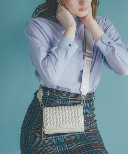 N.（N. Natural Beauty Basic）（エヌエヌナチュラルビューティーベーシック）の「◆ワイドベルトキルティングミニショルダーバッグ（ショルダーバッグ・レディース・ブラック/ナチュラル/ライトグリーン・ﾌﾘ-）」の8枚目の写真