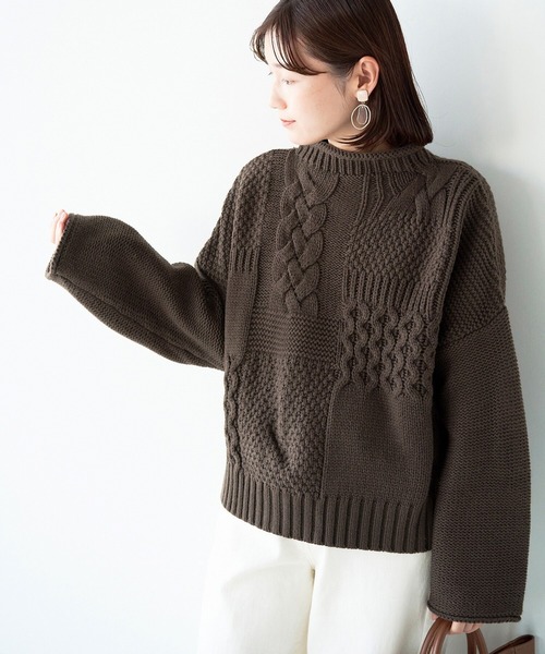 haco!(ハコ)の「パッと着てキュン!あれもこれもかわいい柄をいろいろ組み合わせたとびきりかわいいケーブルニット(ニット/セーター・レディース・ブラウン/ベージュ/ブルー・X-LARGE/SMALL/LARGE/MEDIUM)」の18枚目の写真