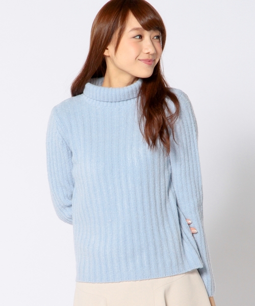 Another Edition（アナザーエディション）の「太リブショートプルオーバー/ AE フトRIB SRT PO◆（ニット/セーター・レディース・オフホワイト/ブラック/ライトブルー・フリー）」の3枚目の写真