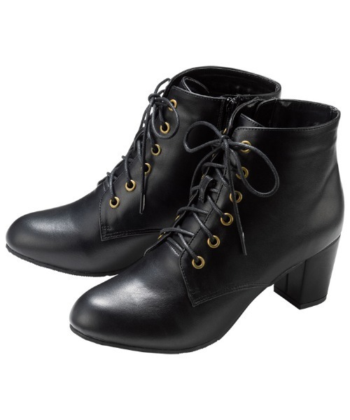 GeeRA（ジーラ）の「レースアップブーツ（ショート丈）（ブーツ・レディース・ブラック/ダークブラウン/ブラック系その他/モカ/アイボリー・X-LARGE/LARGE/SMALL/XX-LARGE/MEDIUM）」の3枚目の写真