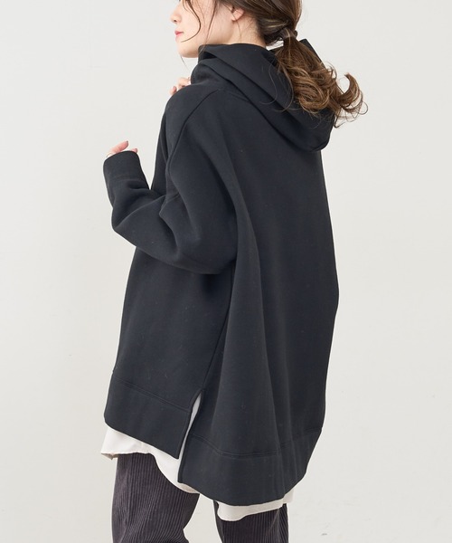 PUAL CE CIN（ピュアルセシン）の「【WEB限定】裏起毛裾スリットパーカープルオーバー（パーカー・レディース・グレイッシュベージュ/ブラック/ブラウン/モカ/オフホワイト/キャメル・FREE）」の17枚目の写真