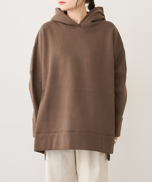 PUAL CE CIN（ピュアルセシン）の「【WEB限定】裏起毛裾スリットパーカープルオーバー（パーカー・レディース・グレイッシュベージュ/ブラック/ブラウン/モカ/オフホワイト/キャメル・FREE）」の13枚目の写真