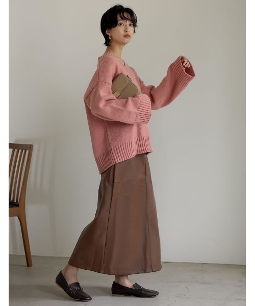 Re:EDIT（リエディ）の「エコレザーロングスカート（スカート・レディース・ブラック/ブラウン/アイボリー/カーキ・SHORT/MEDIUM/TALL/LARGE）」の14枚目の写真