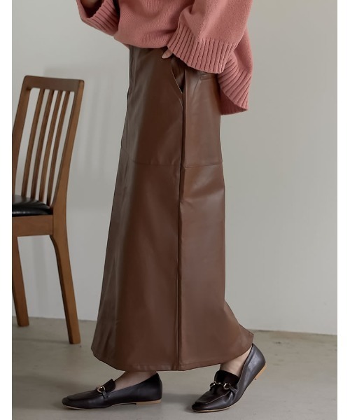 Re:EDIT（リエディ）の「エコレザーロングスカート（スカート・レディース・ブラック/ブラウン/アイボリー/カーキ・SHORT/MEDIUM/TALL/LARGE）」の22枚目の写真