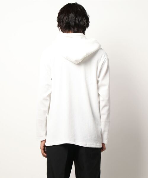 semantic design（セマンティックデザイン）の「セマンティックデザイン/semantic design　ビッグフード 長袖ゆるＴシャツ（Tシャツ/カットソー・メンズ・ホワイト/ブラック・MEDIUM/LARGE/X-LARGE）」の4枚目の写真