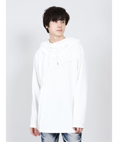 semantic design（セマンティックデザイン）の「セマンティックデザイン/semantic design　ビッグフード 長袖ゆるＴシャツ（Tシャツ/カットソー・メンズ・ホワイト/ブラック・MEDIUM/LARGE/X-LARGE）」の2枚目の写真