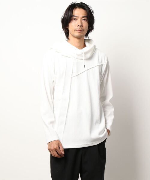 semantic design（セマンティックデザイン）の「セマンティックデザイン/semantic design　ビッグフード 長袖ゆるＴシャツ（Tシャツ/カットソー・メンズ・ホワイト/ブラック・MEDIUM/LARGE/X-LARGE）」の11枚目の写真