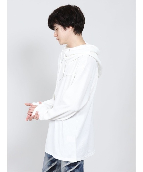 semantic design（セマンティックデザイン）の「セマンティックデザイン/semantic design　ビッグフード 長袖ゆるＴシャツ（Tシャツ/カットソー・メンズ・ホワイト/ブラック・MEDIUM/LARGE/X-LARGE）」の10枚目の写真