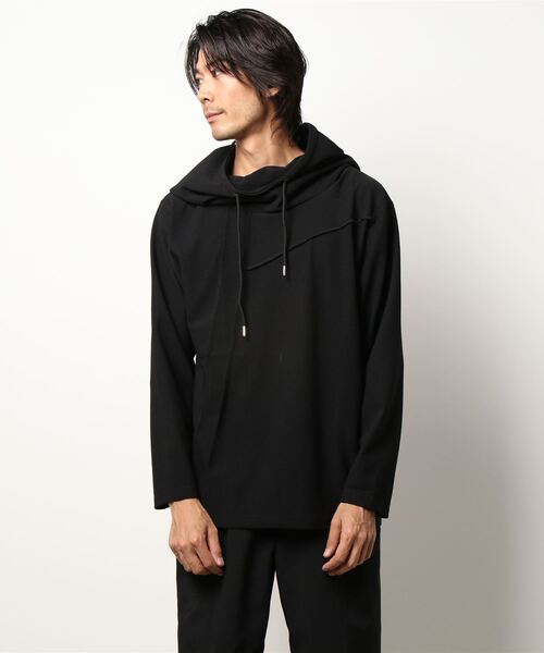 semantic design（セマンティックデザイン）の「セマンティックデザイン/semantic design　ビッグフード 長袖ゆるＴシャツ（Tシャツ/カットソー・メンズ・ホワイト/ブラック・MEDIUM/LARGE/X-LARGE）」の5枚目の写真