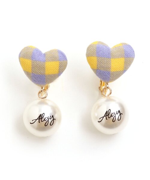 algy（アルジー）の「ハートチェックイヤリング（イヤリング・キッズ・ピンク/イエロー・FREE）」の2枚目の写真