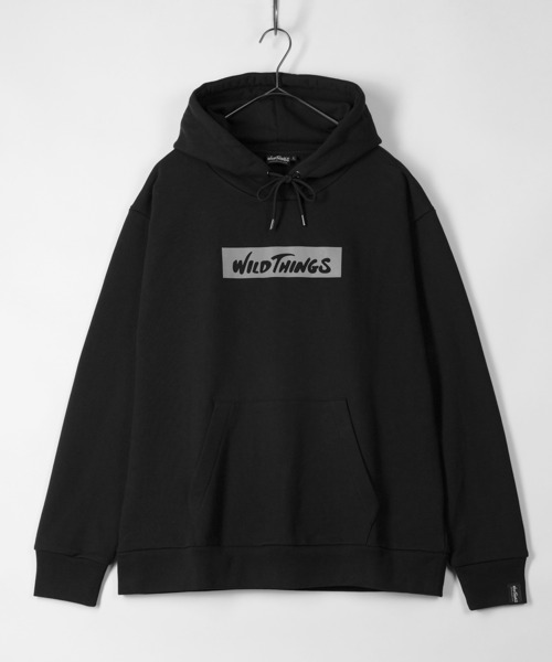 WILD THINGS(ワイルドシングス)の「【WILD THINGS/ワイルドシングス】ボックスロゴ プリントプルパーカー/LOGO SWEAT PARKA(パーカー・メンズ・ブラック/グレー・M/XL/L)」の2枚目の写真