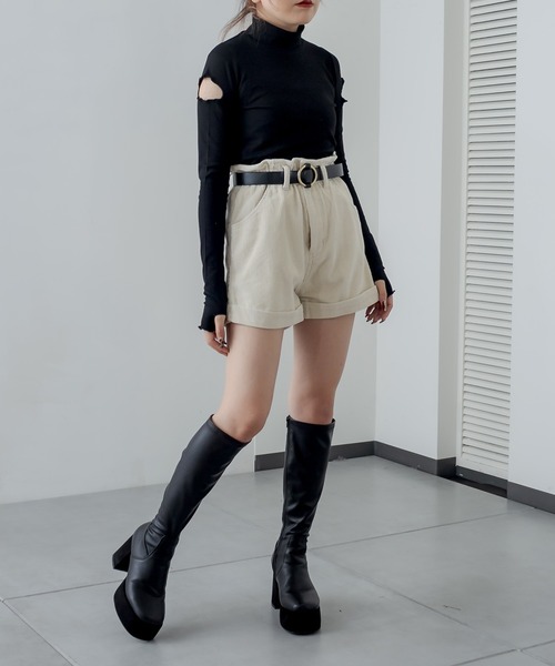 RASVOA(ラスボア)の「コーデュロイショートパンツ/ベルト付(その他パンツ・レディース・ブラック/オフホワイト/モカ・S/M)」の22枚目の写真