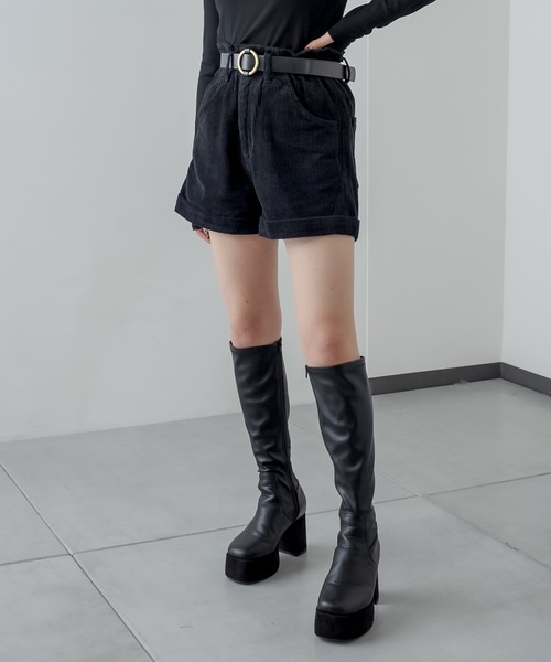 RASVOA(ラスボア)の「コーデュロイショートパンツ/ベルト付(その他パンツ・レディース・ブラック/オフホワイト/モカ・S/M)」の10枚目の写真