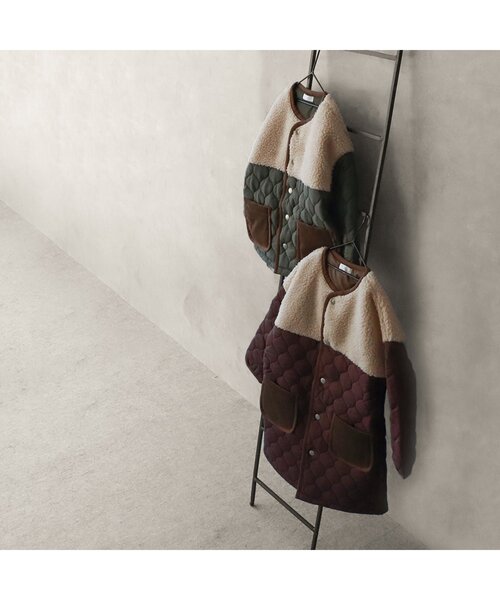 BREEZE by yumi.（ブリーズバイユミ）の「WEB限定 キルトボア中綿ジャケットロング【BREEZE by yumi.】（ダウンジャケット/コート・キッズ・ブラウン/カーキ・110/100/140/150/120/90/130）」の3枚目の写真