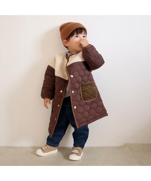 BREEZE by yumi.（ブリーズバイユミ）の「WEB限定 キルトボア中綿ジャケットロング【BREEZE by yumi.】（ダウンジャケット/コート・キッズ・ブラウン/カーキ・110/100/140/150/120/90/130）」の6枚目の写真