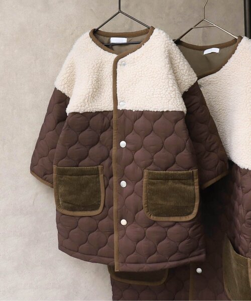 BREEZE by yumi.（ブリーズバイユミ）の「WEB限定 キルトボア中綿ジャケットロング【BREEZE by yumi.】（ダウンジャケット/コート・キッズ・ブラウン/カーキ・110/100/140/150/120/90/130）」の7枚目の写真
