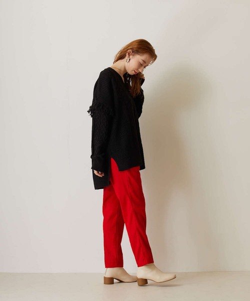 FLEUR DE KALINA（フレールドゥカリーナ）の「【FLEUR DE KALINA/ﾌﾚｰﾙ ﾄﾞｩ ｶﾘｰﾅ】 ｹｰﾌﾞﾙ切替ﾌﾘﾝｼﾞｱｰﾑﾆｯﾄﾌﾟﾙｵｰﾊﾞｰ（ニット/セーター・レディース・ホワイト/グリーン/ブラック・FREE）」の20枚目の写真