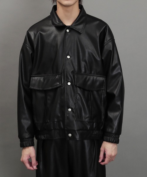aic.フェイクレザージャケット zozo完売商品。 9/21 12:00〜販売開始】 ドローストリングフェイクレザー