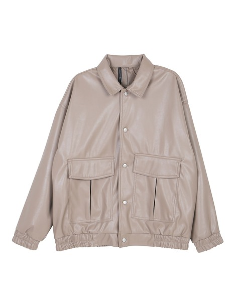 air tokyo sellection(エアートウキョウセレクション)の「フェイクレザートラッカージャケット(その他アウター・メンズ・ブラック/アイボリー/モカ・MEDIUM/LARGE)」の5枚目の写真