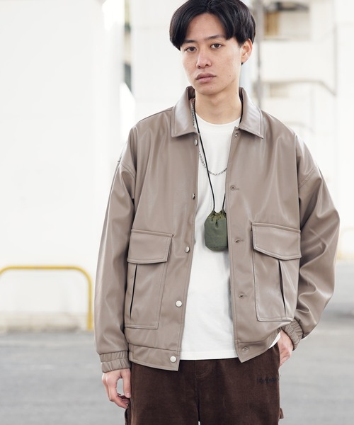 air tokyo sellection(エアートウキョウセレクション)の「フェイクレザートラッカージャケット(その他アウター・メンズ・ブラック/アイボリー/モカ・MEDIUM/LARGE)」の20枚目の写真