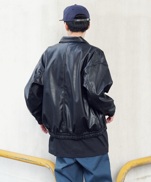 air tokyo sellection(エアートウキョウセレクション)の「フェイクレザートラッカージャケット(その他アウター・メンズ・ブラック/アイボリー/モカ・MEDIUM/LARGE)」の16枚目の写真