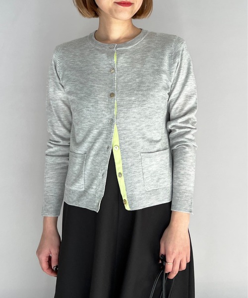 PICCIN（ピッチン）の「シェルボタンバイカラーカーディガン（カーディガン/ボレロ・レディース・オフホワイト/ライトグレー/エメラルド/ラベンダー/イエロー/チェリーピンク・M）」の11枚目の写真