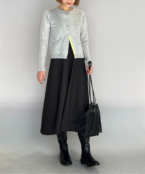 PICCIN（ピッチン）の「シェルボタンバイカラーカーディガン（カーディガン/ボレロ・レディース・オフホワイト/ライトグレー/エメラルド/ラベンダー/イエロー/チェリーピンク・M）」の15枚目の写真