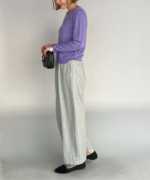 PICCIN（ピッチン）の「シェルボタンバイカラーカーディガン（カーディガン/ボレロ・レディース・オフホワイト/ライトグレー/エメラルド/ラベンダー/イエロー/チェリーピンク・M）」の21枚目の写真