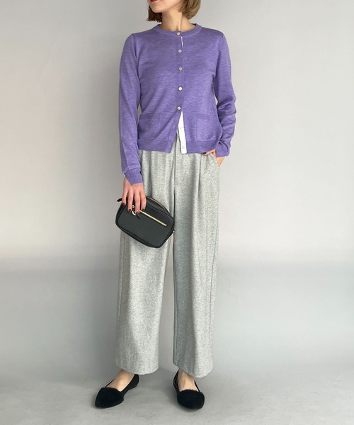 PICCIN（ピッチン）の「シェルボタンバイカラーカーディガン（カーディガン/ボレロ・レディース・オフホワイト/ライトグレー/エメラルド/ラベンダー/イエロー/チェリーピンク・M）」の20枚目の写真